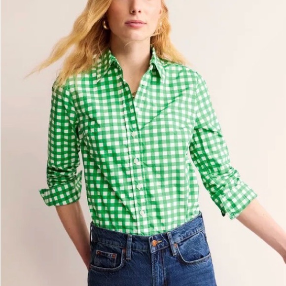 Boden Tops - BODEN Green Gingham Button-Up Shirt